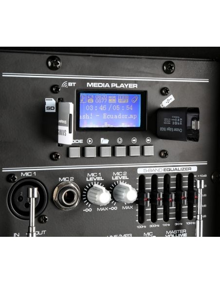 Vonyx SPJ-PA915 Bafle movil activo ABS 15" 2 micros UHF/USB/MP3 170080 - 7