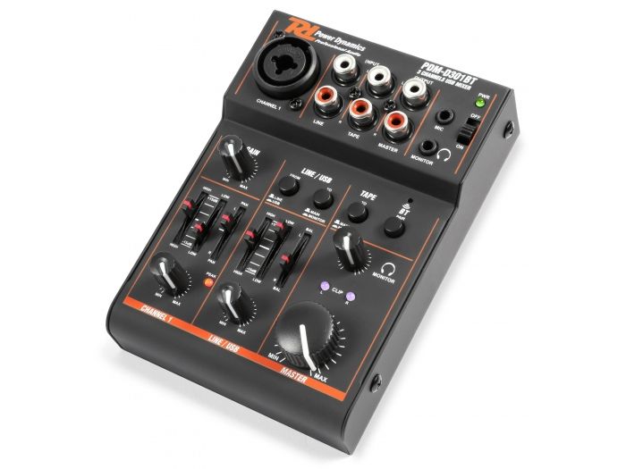 Power Dynamics PDM-D301BT mezclador de 3 canales USB con tarjeta de sonido | Mas Que Sonido