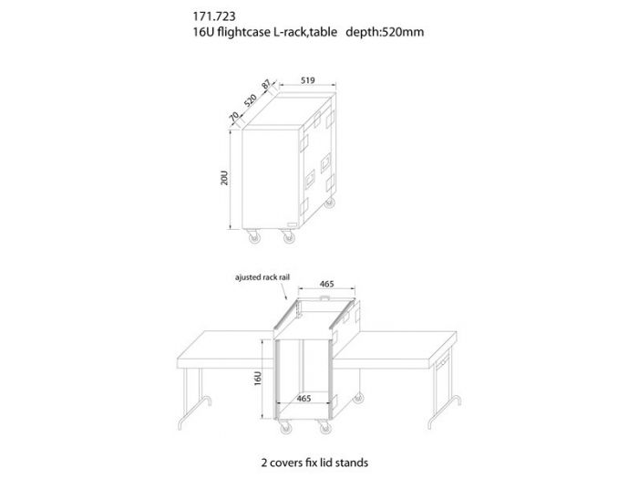 Power Dynamics PD-F16U10T 19" Rack con montaje como mesa 171723 - 5