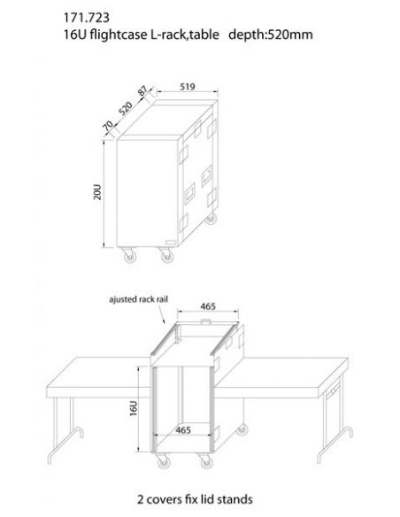 Power Dynamics PD-F16U10T 19" Rack con montaje como mesa 171723 - 5