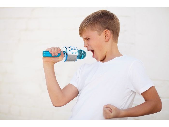 Max KM01 Micrófono de Karaoke con altavoz incorporado BT/MP3 Azul 