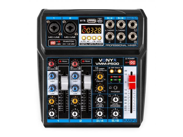 Vonyx VMM-P500 Mezclador Directo 4Canales con DSP, USB y reproductor MP3/BT 172580 - 3