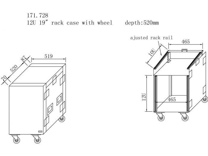Power Dynamics PD-F12U8 Caja rack 19' con ruedas 12U 171728 - 3