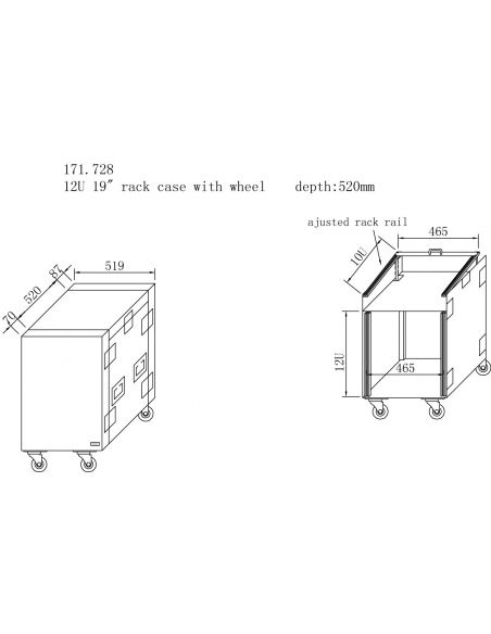 Power Dynamics PD-F12U8 Caja rack 19' con ruedas 12U 171728 - 3
