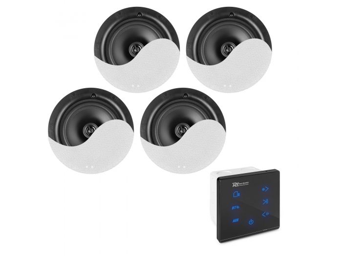 Power Dynamics Powerline A100BSet Conjunto amplificador para empotrar en  pared con 4 altavoces de techo 952460