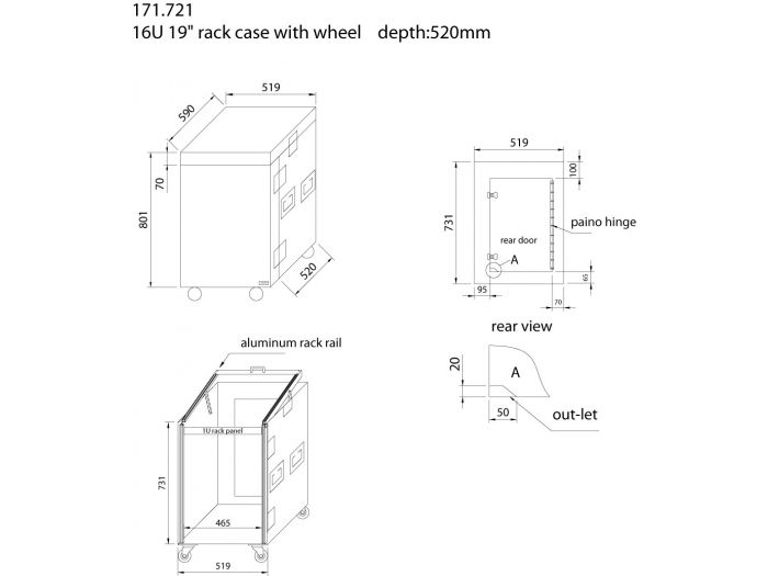 Power Dynamics PD-F16U8 Caja rack 19\'  con ruedas 16U