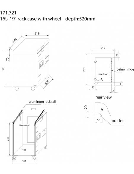 Power Dynamics PD-F16U8 Caja rack 19\'  con ruedas 16U