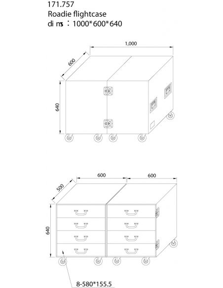 Power Dynamics PD-F4A Maleta de transporte con 8 ruedas