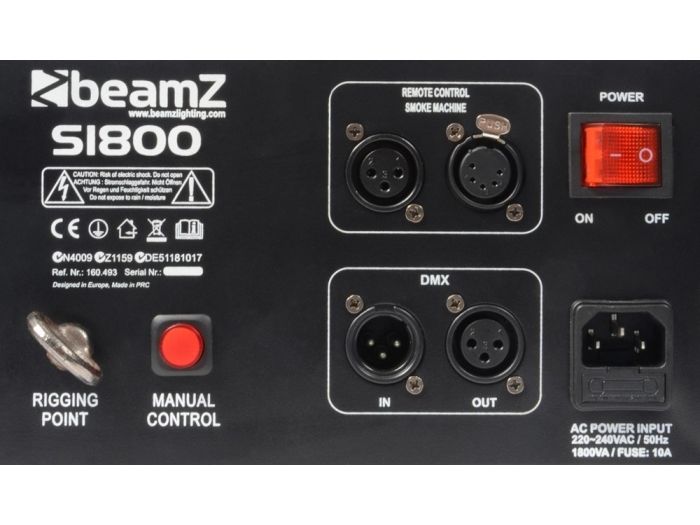 Beamz S1800 Maquina de Humo DMX Horizontal/Vertical 