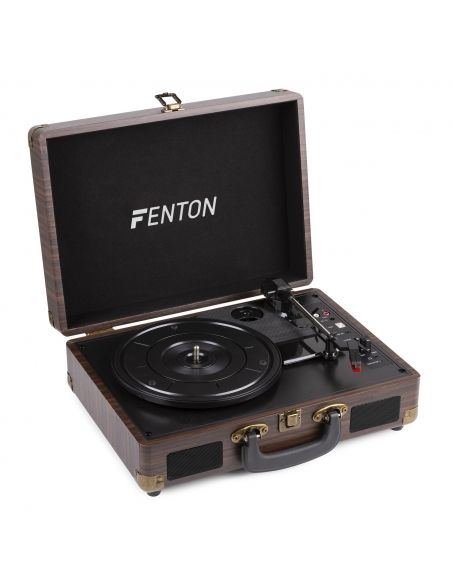 Fenton RP115B Maleta reproductor giradiscos con BT Dark Wood 102110