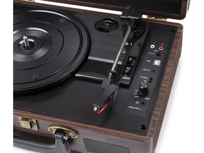 Fenton RP115B Maleta reproductor giradiscos con BT Dark Wood 102110