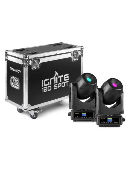 beamZ Pro IGNITE120 Set 2 pcs Cabeza Movil Spot 120W LED en Flightcase 150424 - 1