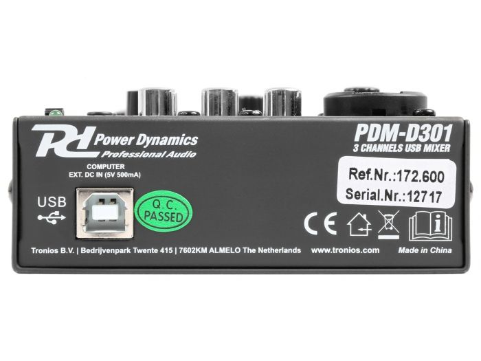 Power Dynamics PDM-D301 mezclador 3 canales USB y Tarjeta de sonido | Mas Que Sonido