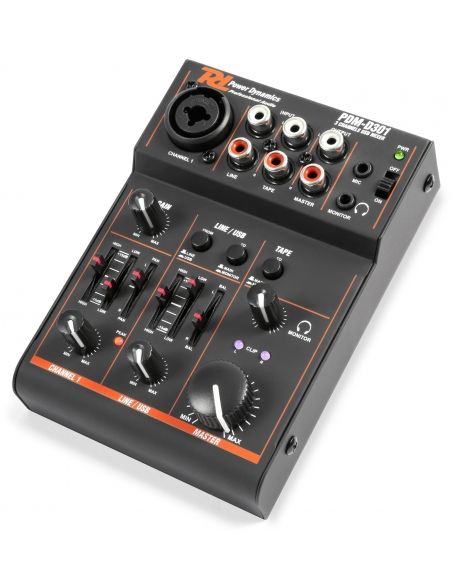 Power Dynamics PDM-D301 mezclador 3 canales USB y Tarjeta de sonido | Mas Que Sonido
