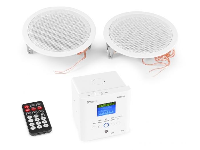 Power Dynamics BTW30SET Wall Mounted Audio System with 2 x15W Ceiling Speakers 952482 - 1