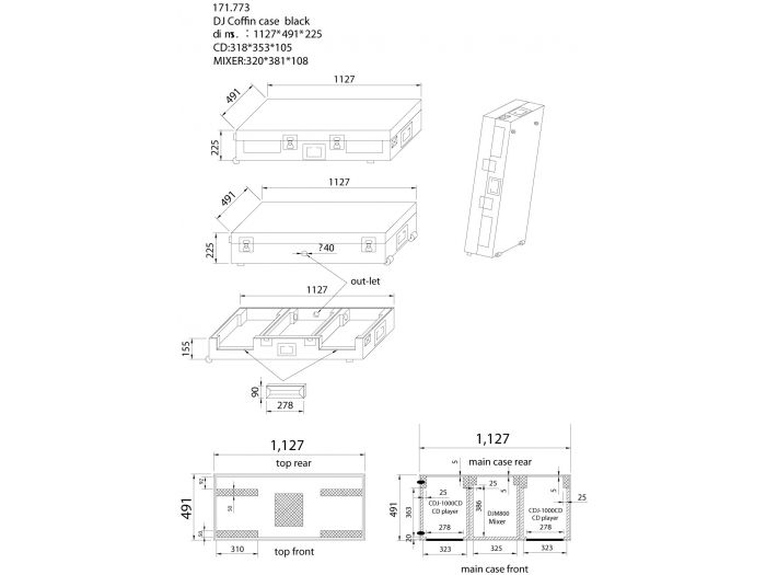 Power Dynamics PD-FC1 Flightcase para mesa DJM / 2X reproductores CDJ