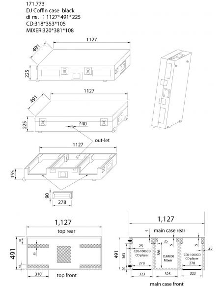 Power Dynamics PD-FC1 Flightcase para mesa DJM / 2X reproductores CDJ
