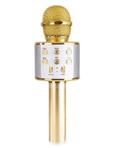 Max KM01 Micrófono de Karaoke con altavoz incorporado BT/MP3 Dorado 