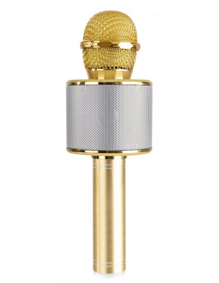 Max KM01 Micrófono de Karaoke con altavoz incorporado BT/MP3 Dorado 