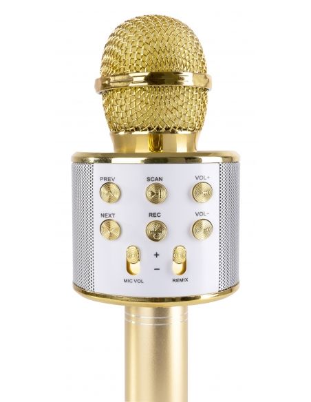 Max KM01 Micrófono de Karaoke con altavoz incorporado BT/MP3 Dorado 