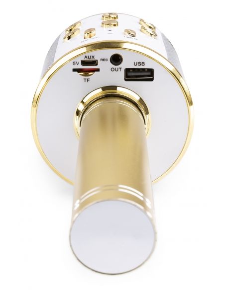 Max KM01 Micrófono de Karaoke con altavoz incorporado BT/MP3 Dorado 