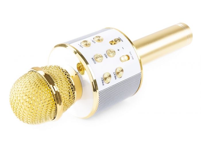 Max KM01 Micrófono de Karaoke con altavoz incorporado BT/MP3 Dorado 