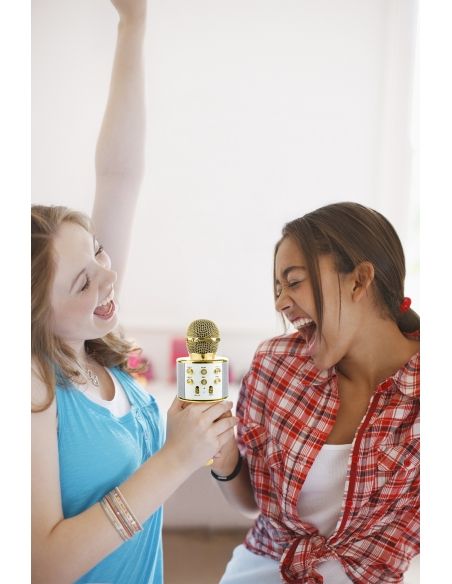 Max KM01 Micrófono de Karaoke con altavoz incorporado BT/MP3 Dorado 