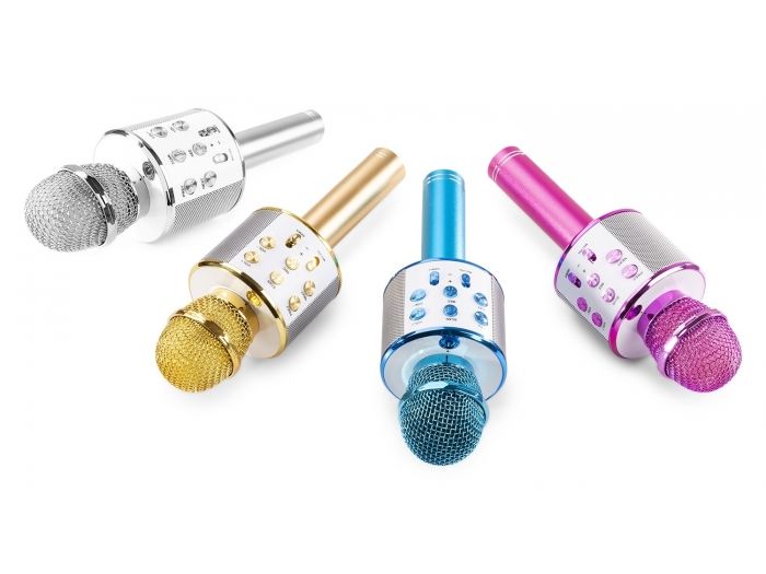 Max KM01 Micrófono de Karaoke con altavoz incorporado BT/MP3 Dorado 