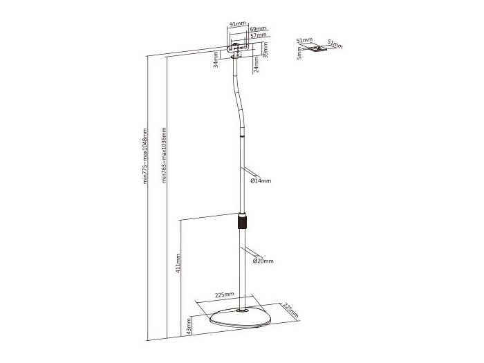 Audizio HTS12 Soporte de suelo para altavoz satélite, juego de 2 129212 - 6