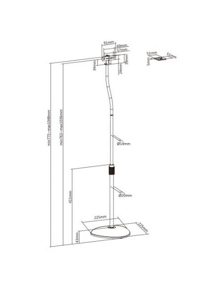 Audizio HTS12 Soporte de suelo para altavoz satélite, juego de 2 129212 - 6
