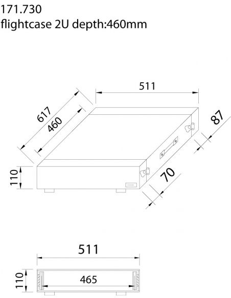 Power Dynamics PD-F2U Maleta de transporte para equipos 19\'- 2U