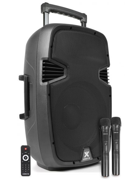 Vonyx SPJ-PA912 Bafle Movil activo ABS 12" 2 micros UHF/USB/MP3 170075 - 1