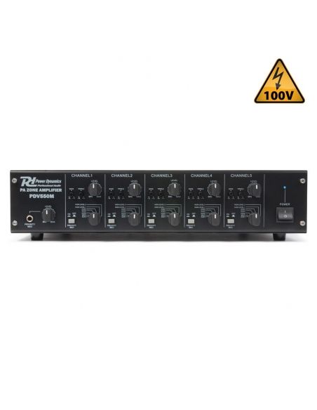 Power Dynamics PDV550M Amplificador Matrix linea de 100V 5x50W 5 Zonas | Mas Que Sonido