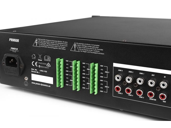 Power Dynamics PRM606 Amplificador matrix de 6 Zonas 6 x 60W línea de 100v 952161