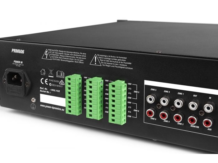 Power Dynamics PRM606 Amplificador matrix de 6 Zonas 6 x 60W línea de 100v 952161