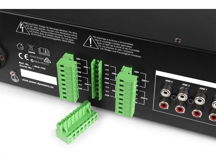 Power Dynamics PRM606 Amplificador matrix de 6 Zonas 6 x 60W línea de 100v 952161