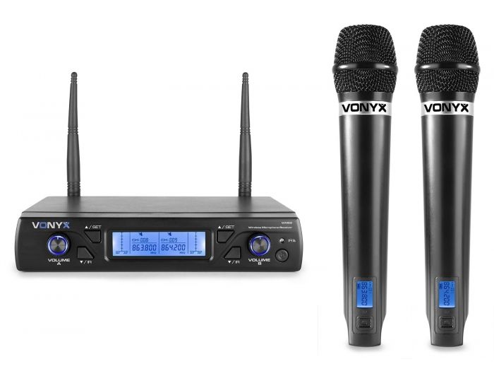 Vonyx WM62 Micrófono inalámbrico UHF 16Ch con 2 micrófonos de mano 179262 - 1