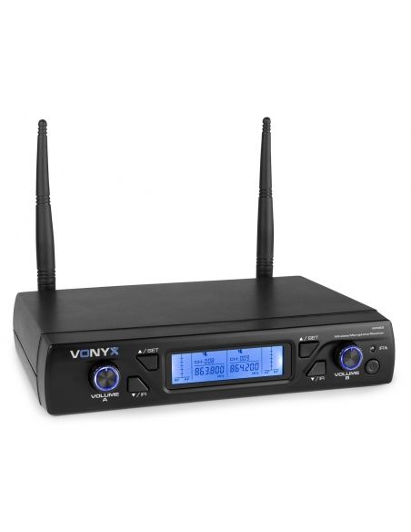 Vonyx WM62 Micrófono inalámbrico UHF 16Ch con 2 micrófonos de mano 179262 - 4