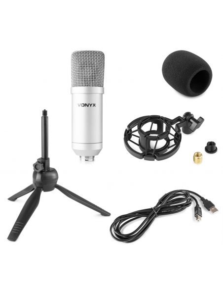 Vonyx CM300S Micrófono de estudio USB Plata 173508