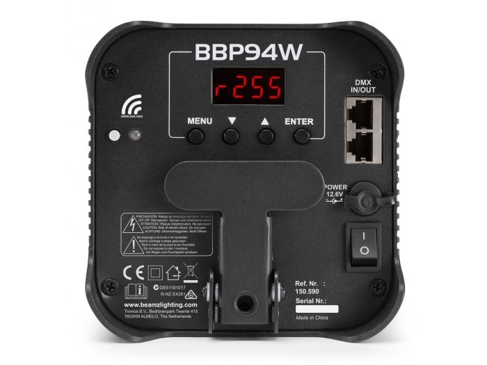 Beamz BBP94W Foco PAR con bateria 4x 12W WDMX 