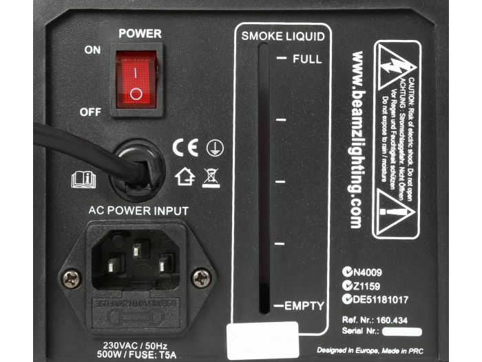 Beamz S500 Maquina de Humo incluye liquido de humo