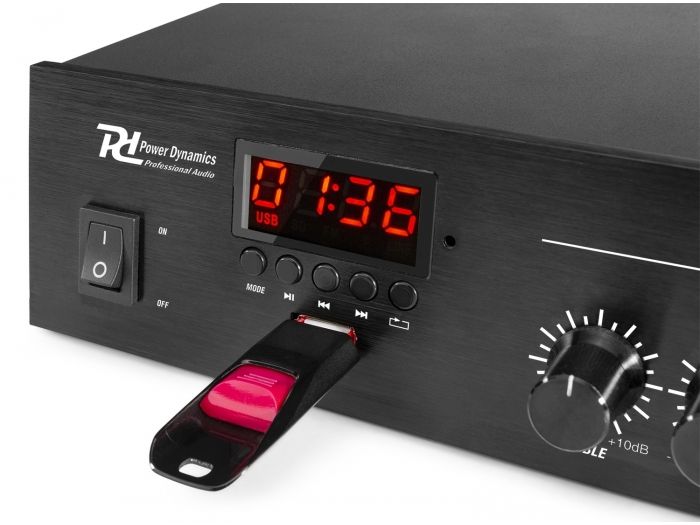 Power Dynamics PDM25 Mezclador – Amplificador 100V con BT y reproductor media 25W 952076