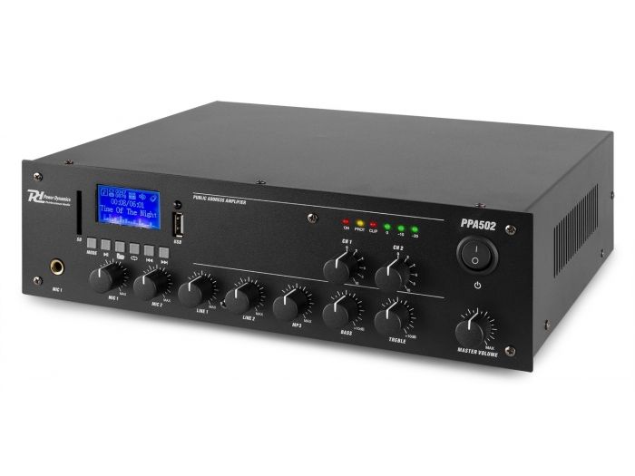 Power Dynamics PPA502 Mezclador amplificador 100V - 50W 2 Zonas 952084