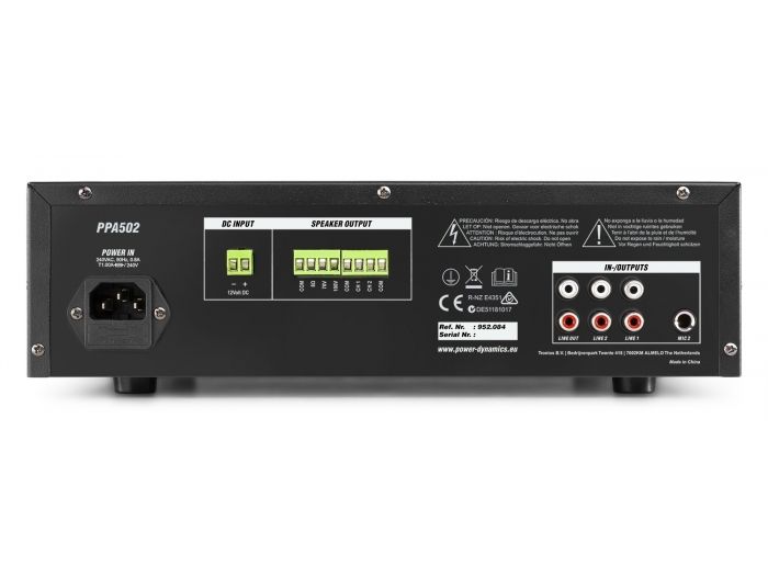 Power Dynamics PPA502 Mezclador amplificador 100V - 50W 2 Zonas 952084