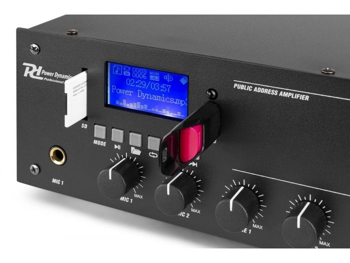 Power Dynamics PPA502 Mezclador amplificador 100V - 50W 2 Zonas 952084