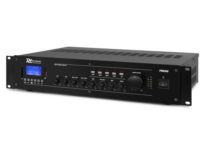 Power Dynamics PRM360 Mezclador amplificador 100V 6 canales 4-Zonas 360W 952156