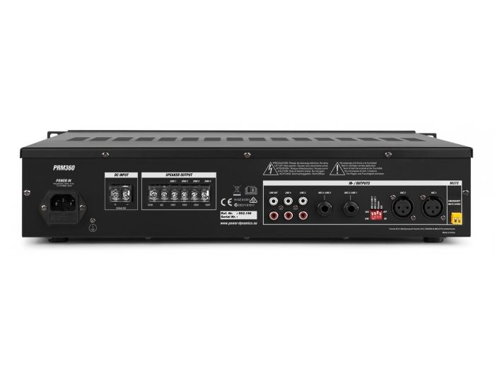 Power Dynamics PRM360 Mezclador amplificador 100V 6 canales 4-Zonas 360W 952156