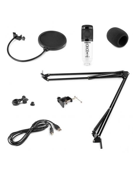 Vonyx CMS320W Kit de micrófono estudio USB Blanco con Echo 173560 - 2