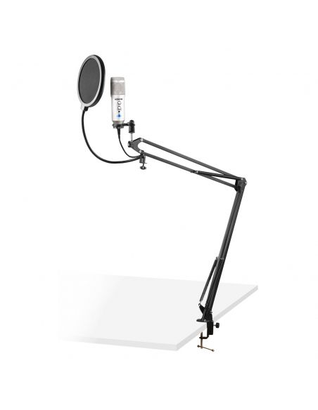 Vonyx CMS320S Kit de micrófono estudio USB Titanio con Echo 173558 - 1