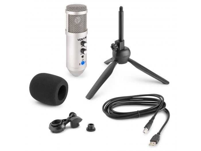 Vonyx CM320S Micrófono estudio USB Titanio con Echo 173552 - 2